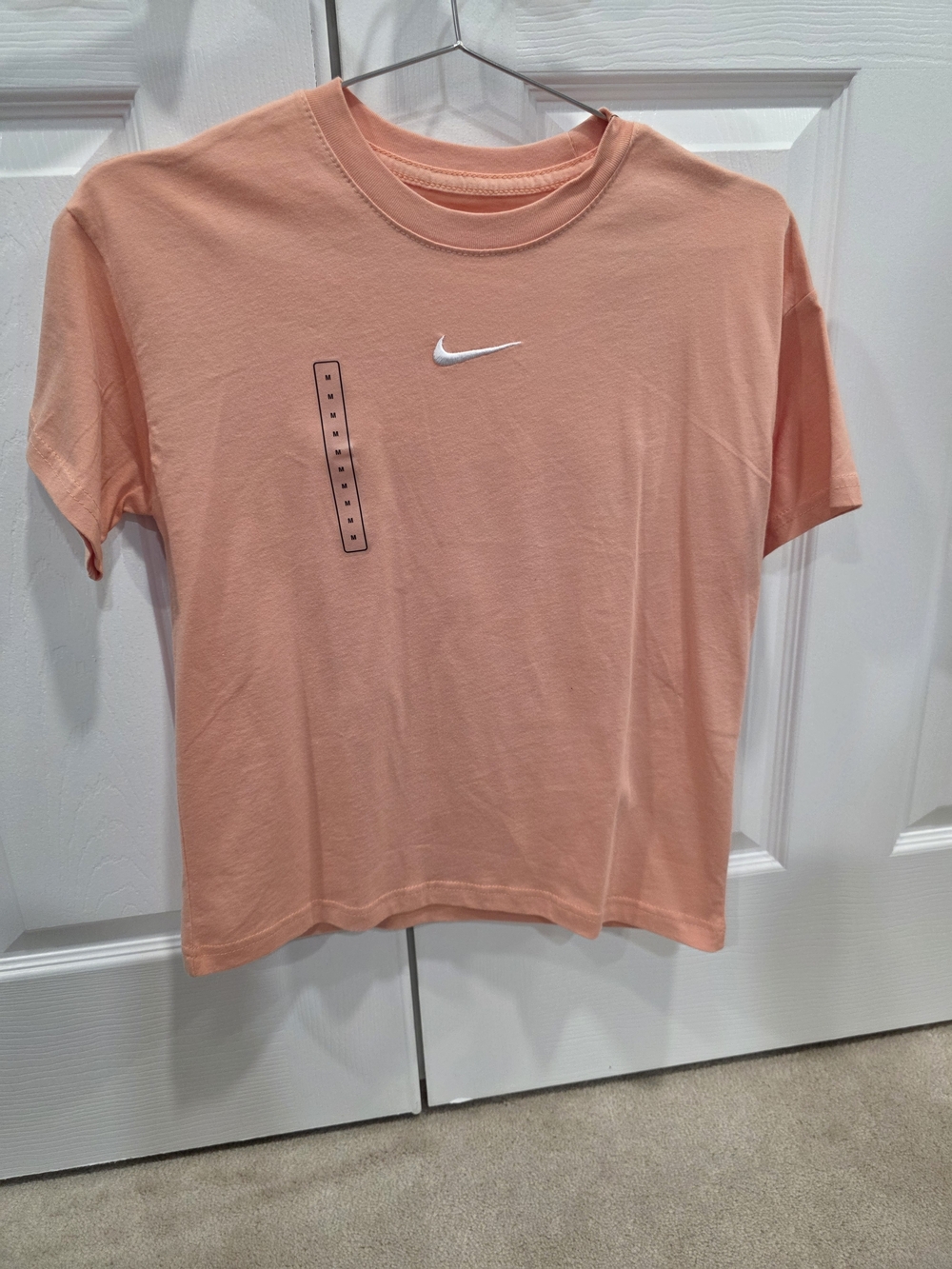 Nike Kids Peach Crewneck Short Sleeve Tee with Swoosh